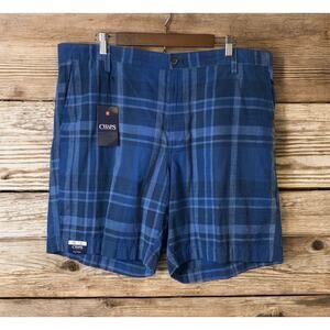 Chaps Deep Water Blue Plaid 100% Cotton Shorts 9-inch Inseam Men's Size 40 NWT